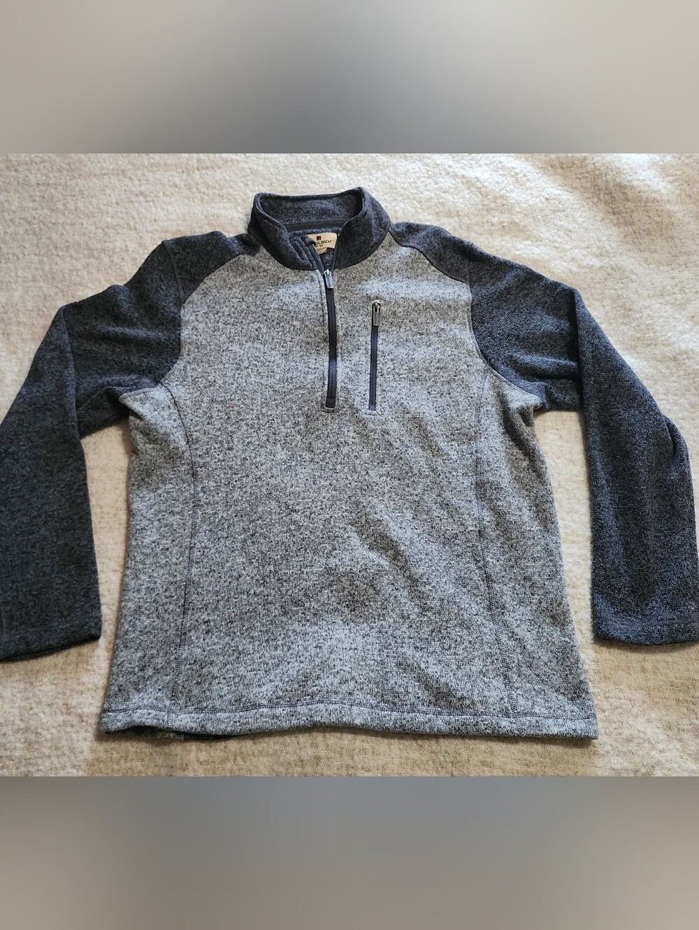 Woolrich Men's Gray Heather L 1/4 Zip Mock Neck Knit Pullover Sweater